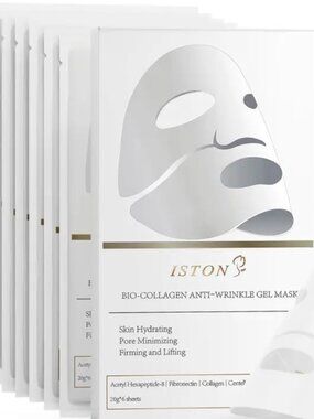 Iston Bio-Collagen Anti-Wrinkle Gel Mask Skin Hydrating 6 sheets NIB exp: 05/28